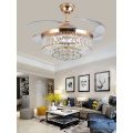 Moderner Golden Crystal Chandelier Deckenventilator mit Lichtlampe